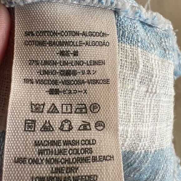 Free People We The Free Away At Sea Striped Linen Blend Crop Top Size Small - Picture 6 of 8